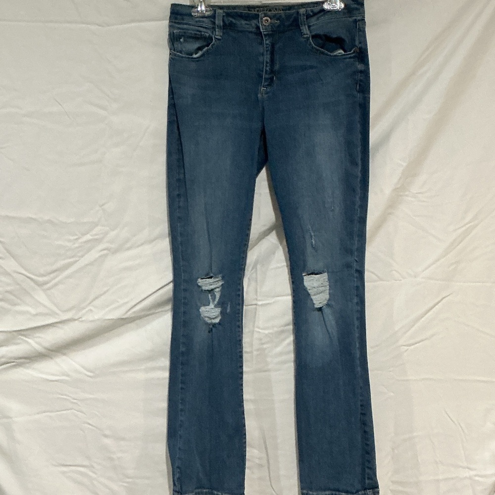 Arizona Jean Company Dark Blue Distressed Straight Leg Jeans